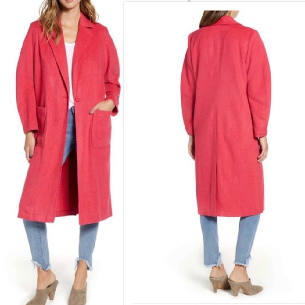 New Leith Pink Teaberry Wool‎ Blend Coat Women XS Fall Winter